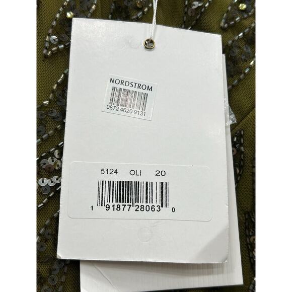 NWT Mac Duggal 5124 Women's Olive Green Beaded Long Sleeve Evening Gown Size 20 - Picture 16 of 16
